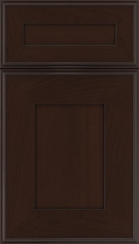 Elan 5pc Cherry flat panel cabinet door in Cappuccino with Black glaze