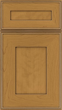 Elan 5pc Cherry flat panel cabinet door in Ginger with Black glaze