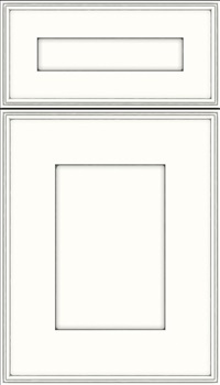 Elan 5pc Maple flat panel cabinet door in Alabaster with Pewter glaze