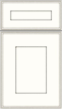 Elan 5pc Maple flat panel cabinet door in Alabaster with Smoke glaze