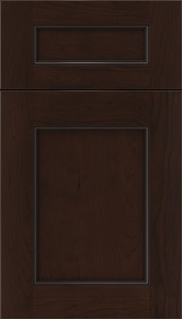 Lexington 5pc Cherry recessed panel cabinet door in Cappuccino with Black glaze