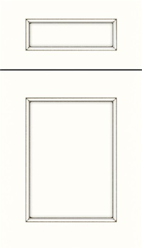 Lexington 5pc Maple recessed panel cabinet door in Alabaster with Smoke glaze