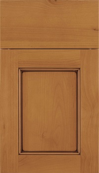 Lexington Alder recessed panel cabinet door in Ginger with Mocha glaze