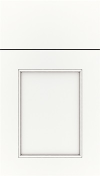 Lexington Maple recessed panel cabinet door in Whitecap with Pewter