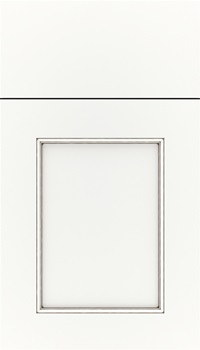 Lexington Maple recessed panel cabinet door in Whitecap with Smoke glaze