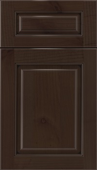 Marquis 5pc Alder raised panel cabinet door in Cappuccino with Black glaze