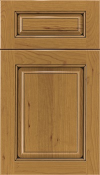 Marquis 5pc Cherry raised panel cabinet door in Ginger with Black glaze