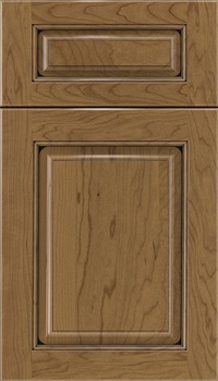 Marquis 5pc Cherry raised panel cabinet door in Tuscan with Black glaze