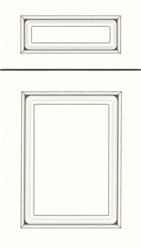 Marquis 5pc Maple raised panel cabinet door in Alabaster with Smoke glaze