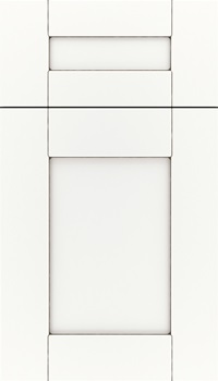Pearson 5pc Maple flat panel cabinet door in Whitecap with Smoke glaze