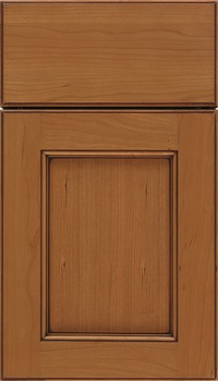Tamarind Cherry shaker cabinet door in Ginger with Mocha glaze