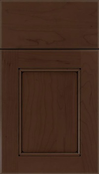 Tamarind Maple shaker cabinet door in Cappuccino with Black glaze