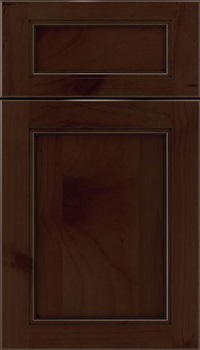 Templeton 5pc Alder recessed panel cabinet door in Cappuccino with Black glaze