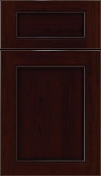 Templeton 5pc Cherry recessed panel cabinet door in Cappuccino with Black glaze