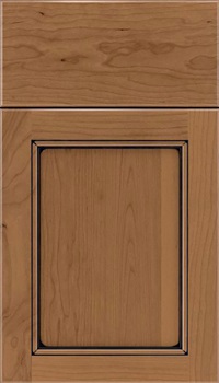 Templeton Cherry recessed panel cabinet door in Tuscan with Black glaze