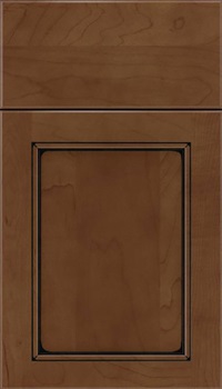 Templeton Maple recessed panel cabinet door in Sienna with Black glaze