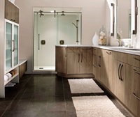 Grey Cabinets In This Kitchen Feature Deep Cabinet Drawers To