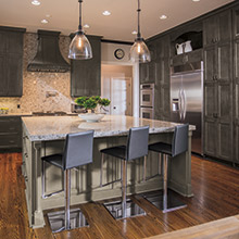 Lexington and Regency gray kitchen cabinets