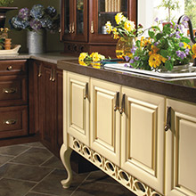 Paxson cabinets with a handcrafted aesthetic
