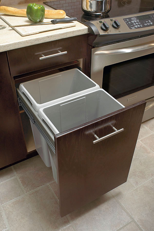 How to install a pull-out bin in a kitchen cupboard