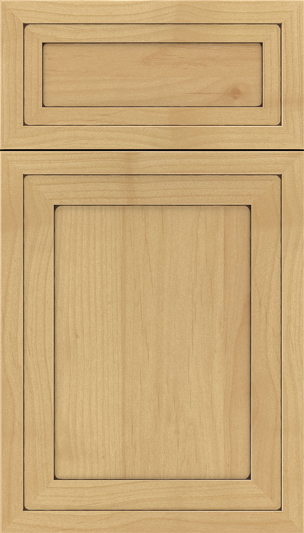 Asher 5pc Alder flat panel cabinet door in Natural with Mocha glaze