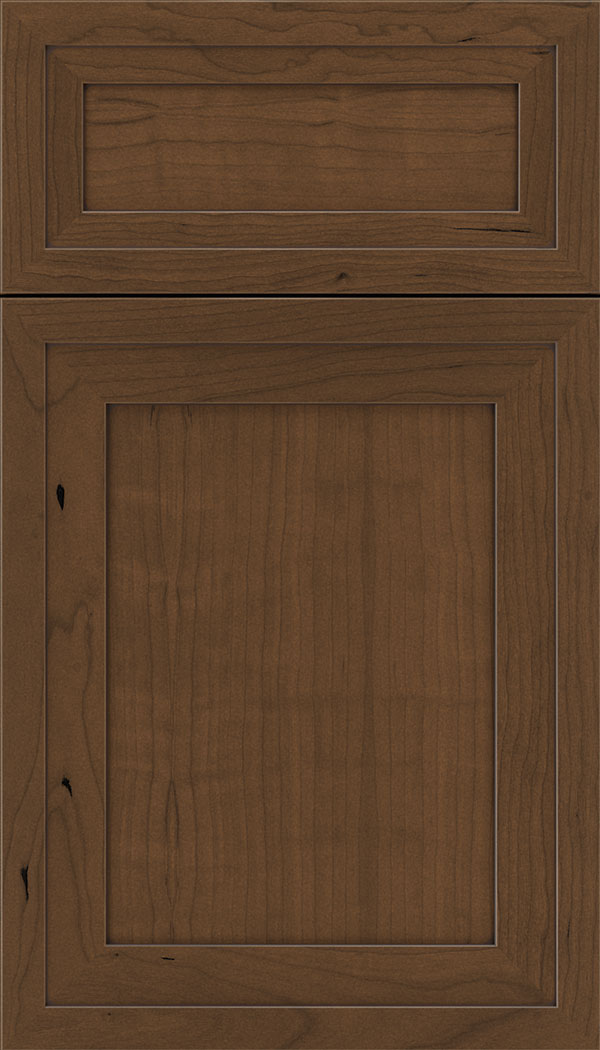 Asher 5pc Cherry flat panel cabinet door in Sienna with Mocha glaze