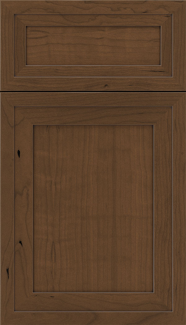 Asher 5pc Cherry flat panel cabinet door in Sienna with Mocha glaze