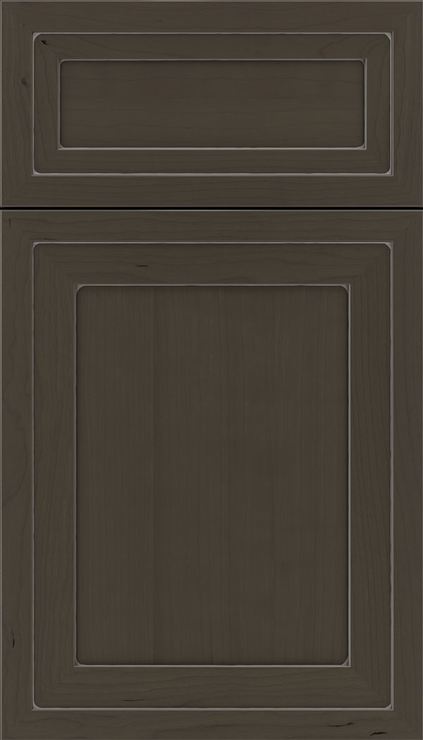 Asher 5pc Cherry flat panel cabinet door in Thunder with Pewter glaze