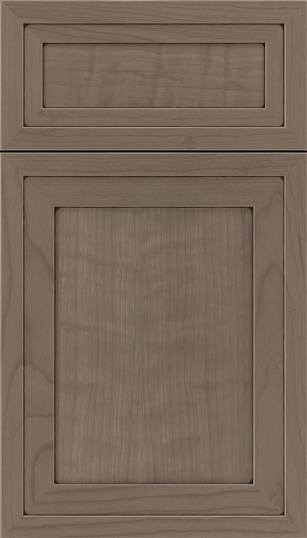 Asher 5pc Cherry flat panel cabinet door in Winter with Black glaze