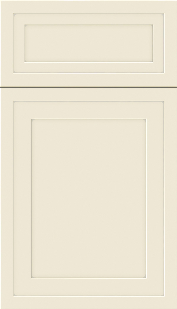 Asher 5pc Maple flat panel cabinet door in Seashell with Pewter glaze
