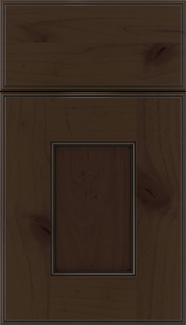 Berkeley Alder flat panel cabinet door in Cappuccino with Black glaze
