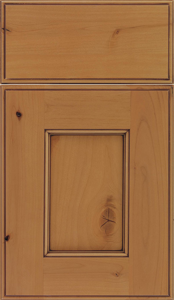 Berkeley Alder flat panel cabinet door in Ginger with Mocha glaze