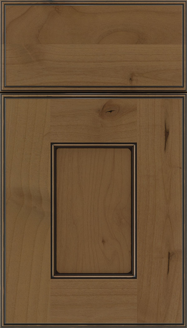 Berkeley Alder flat panel cabinet door in Tuscan with Black glaze