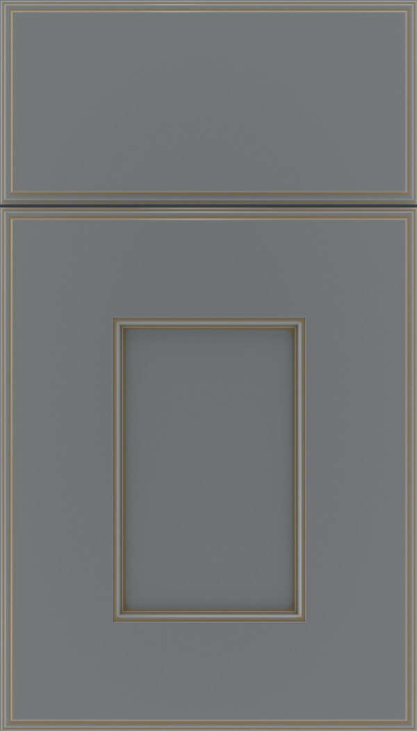 Berkeley Maple flat panel cabinet door in Cloudburst with Smoke glaze
