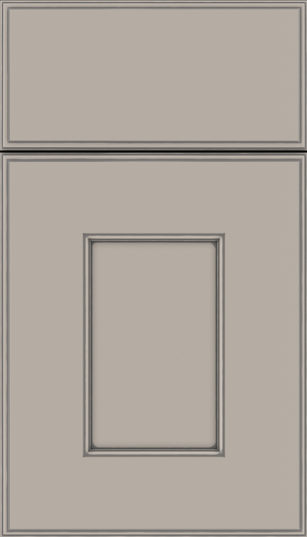 Berkeley Maple flat panel cabinet door in Nimbus with Pewter glaze