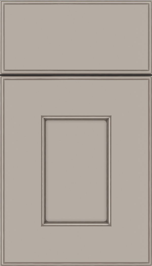 Berkeley Maple flat panel cabinet door in Nimbus with Smoke glaze