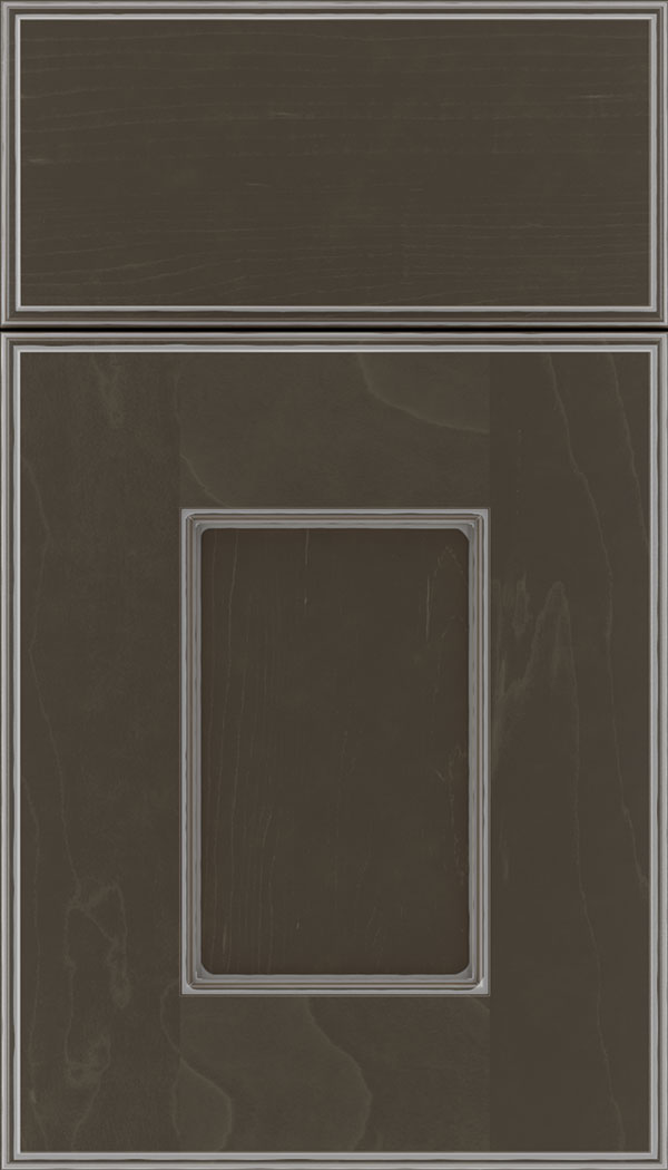 Berkeley Maple flat panel cabinet door in Thunder with Pewter glaze