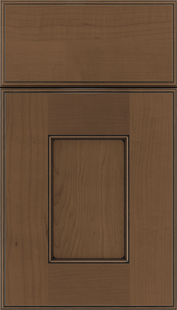 Berkeley Maple flat panel cabinet door in Toffee with Black glaze