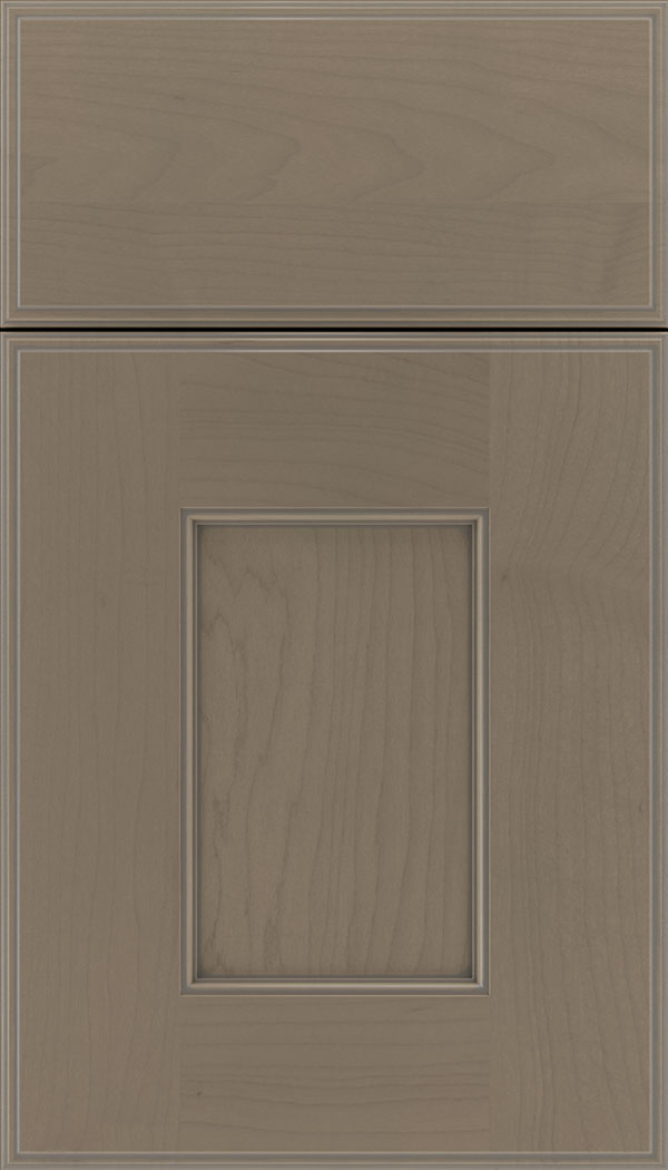 Berkeley Maple flat panel cabinet door in winter with Pewter glaze