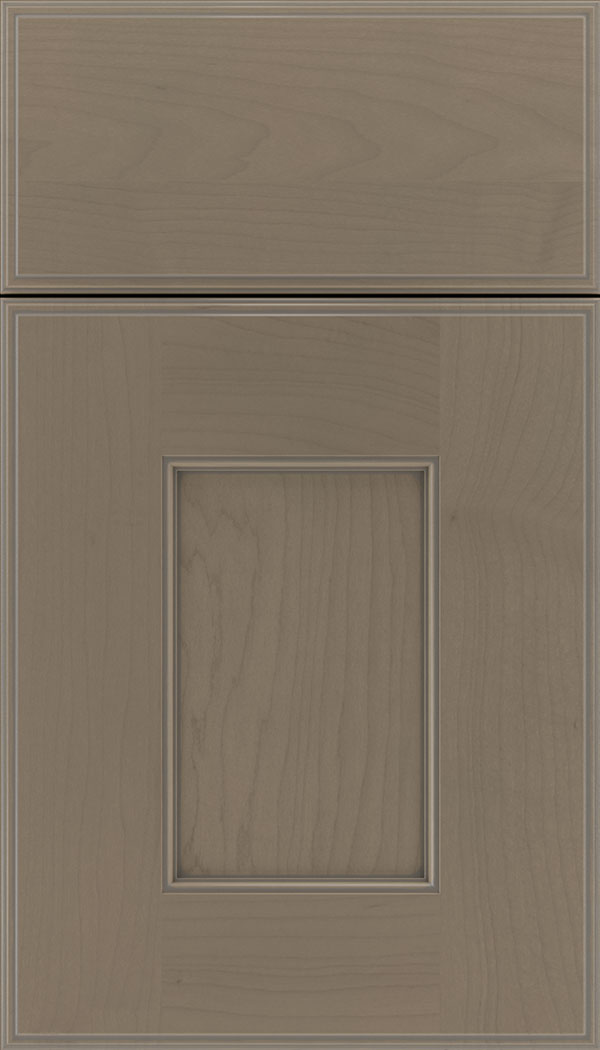Berkeley Maple flat panel cabinet door in winter with Pewter glaze