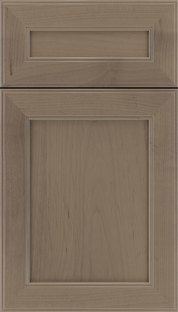 Chelsea 5pc Alder flat panel cabinet door in Winter with Pewter glaze