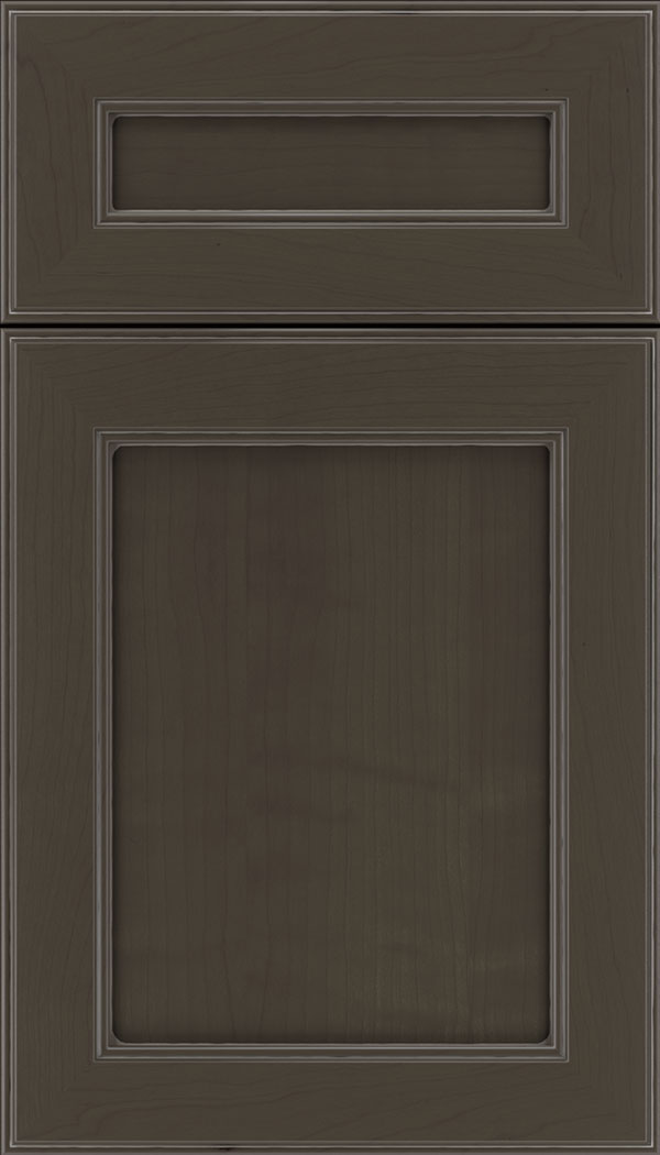 Chelsea 5pc Cherry flat panel cabinet door in Thunder with Pewter glaze