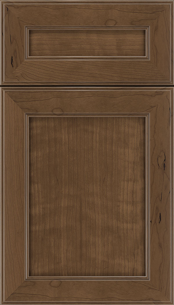 Chelsea 5pc Cherry flat panel cabinet door in Toffee