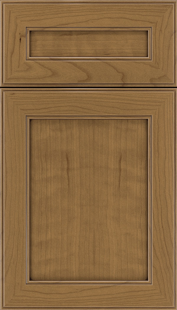 Chelsea 5pc Cherry flat panel cabinet door in Tuscan with Mocha glaze