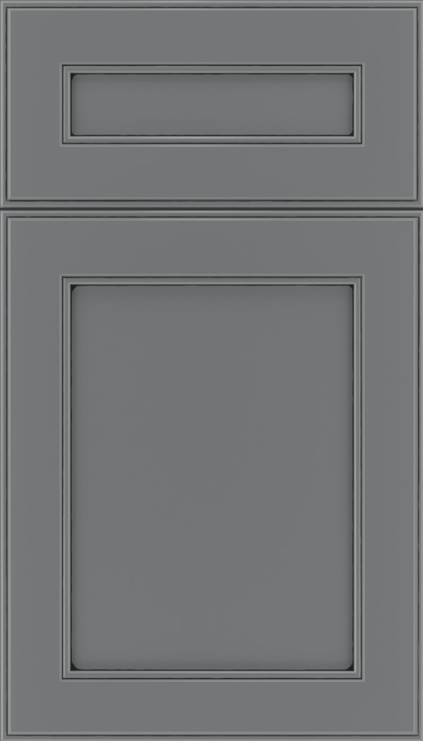 Chelsea 5pc Maple flat panel cabinet door in Cloudburst with Black glaze