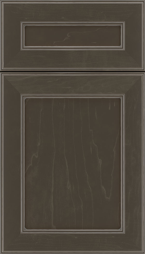 Chelsea 5pc Maple flat panel cabinet door in Thunder with Pewter glaze