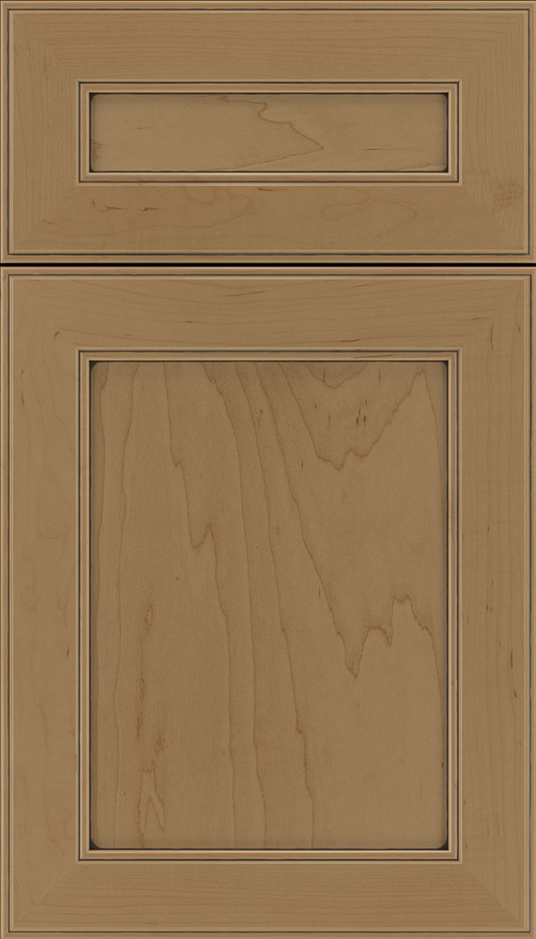 Chelsea 5pc Maple flat panel cabinet door in Tuscan with Black glaze
