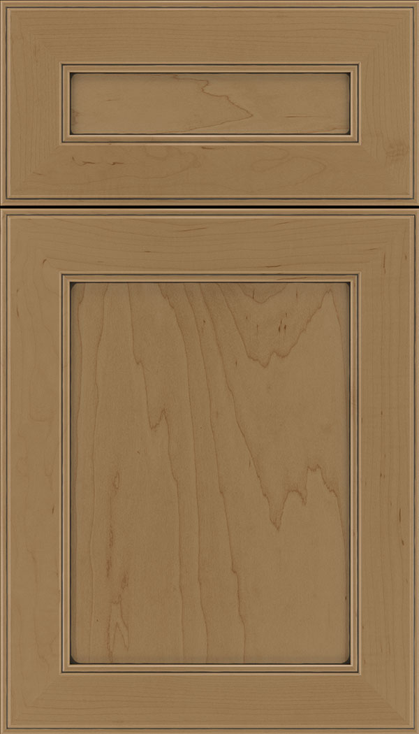 Chelsea 5pc Maple flat panel cabinet door in Tuscan with Black glaze