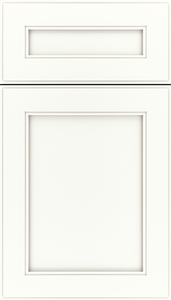Chelsea 5pc Maple flat panel cabinet door in Whitecap