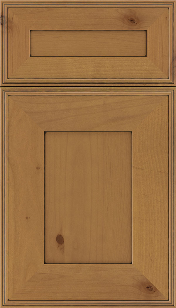 Elan 5pc Alder flat panel cabinet door in Ginger with Black glaze